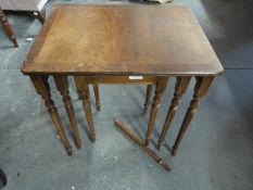 An inlaid mahogany nest of tables (H52cm)