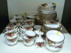 Over seventy pieces of Royal Albert Old Country Roses teaware
