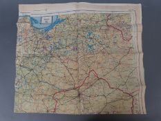 A double sided silk escapee map of Germany and surrounding areas