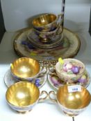 Fifteen pieces of Aynsley Orchard Gold tea and dinner ware signed Brunt and Jones