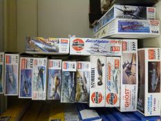 Fifteen Airfix and Academy Minicraft model aircraft kits, all in original boxes,