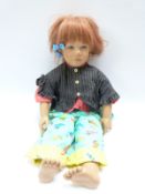 Karin Schmidt for Gotz doll with closed mouth, fixed blue eyes, pierced ears,
