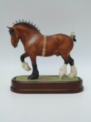 Royal Worcester limited edition Shire Stallion Manor Premier King on hardwood base