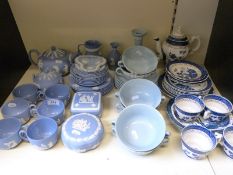 A collection of Wedgwood Jasperware and Royal Doulton Old Willow