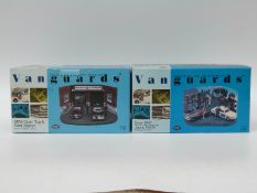 Two Vanguards diecast diorama models MGA Open Top Ford Zephyr Annual Inspection and Rover 2000