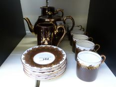 Six Aynsley coffee cans and saucers together with associated teaware