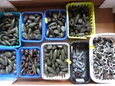 A large collection of fishing weights, various sizes,