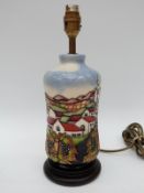 Moorcroft lamp in Andalucia pattern by Beverley Wilkes with Moorcroft silk shade (33cm tall)