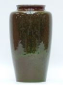 Cobridge Stoneware large vase with mottled brown / green glaze (25cm tall)