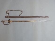 A continental 19th century sword with Damascene blade and crown,