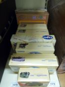 Ten Corgi Classics and Commercials diecast model buses and vans,