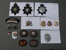 Police badges relating to British Transport Commission police, City of Glasgow, City of Edinburgh,