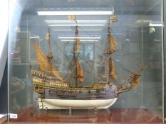 A scratch built model of Drake's flagship man o' war 'Golden Hind',