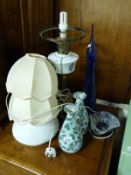 An oil lamp converted to electricity,