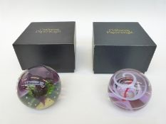 Two Caithness limited edition glass paperweights Sea Kelp 69/1500 and Galactica 163/750 both in