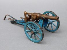 Marklin model cannon with trademark to the barrel, adjustable height and firing mechanism,