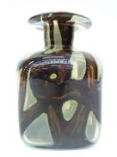 Mdina glass vase of square form in 'tiger' striped pattern, 15.