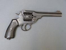 Deactivated Webley & Scott Mk VI six-shot double action service revolver with moulded grips,