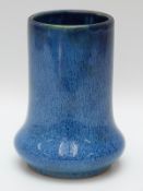Cobridge Stoneware Ruskin style high fired vase with speckled blue glaze (16cm tall)