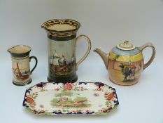 Royal Doulton Desert Scenes Seriesware teapot, two Royal Doulton jugs,