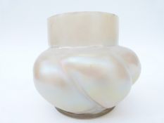 A Loetz / Kralic style squat wrythen lobed vase, 12.