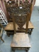 Three oak dining chairs