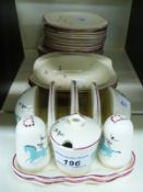 Beswick retro Circus pattern toast rack, cruet,