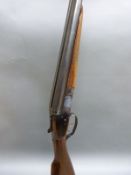 Czechoslovakian 12 bore side by side ejector shotgun with double trigger, chequered grip and forend,