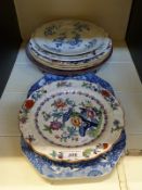 A Copeland Spode Italian pattern sandwich plate and a collection of 19thC plates