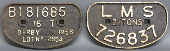 Two railway wagon plates;