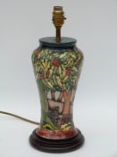 Moorcroft large lamp in Holly Hatch pattern by Rachel Bishop from the New Forest Collection (36cm