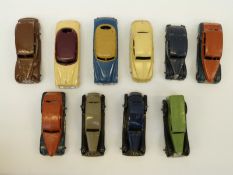 Ten Dinky Toys diecast model cars,