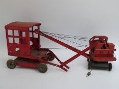 Two Tri-ang pressed steel cranes including a Jones KL4,