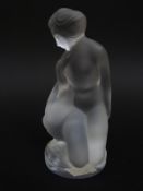Lalique Leda and the Swan, signed Lalique France and with original labels to base, 11.