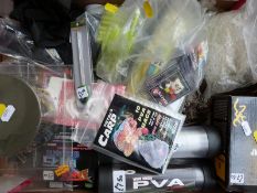 A collection of carp fishing terminal tackle and accessories