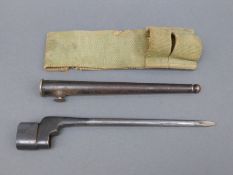 A British No 4 Mk II stick bayonet in sheath with frog