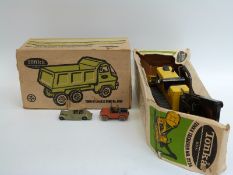 Two Tonka large scale tin-plate model construction vehicles, Hydraulic Pump 2585 and Trencher 2534,