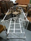 A collapsible cast iron rocking crib