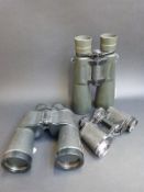 Three pairs of binoculars comprising Carl Zeiss Jena 8x30, Seeadler-Optik Diana 8x56 and Tento 7x50.