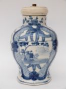 A 19thC Chinese blue and white vase with figural decoration and six character mark to base,