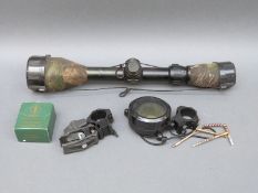 BSA PT 39x50 rifle scope with various lens caps and mounts