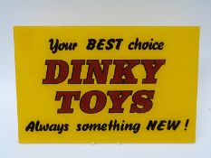 Dinky Toys shop display sign 'Your BEST Choice Dink Toys Always something NEW!' 26x39cm.