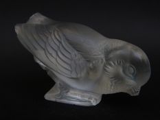 Lalique opalescent glass model of a bird etched to base R Lalique,