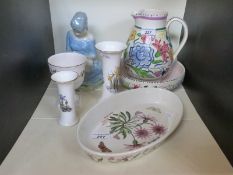 Poole pottery jug and dish, Portmeirion, Royal Worcester,