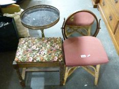 Two stools, one with upholstered seat,