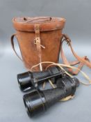 A cased pair of WWII Bino Prism No 5 Mk 5 x7 binoculars,