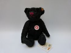 Steiff Original Classic teddy bear 005992 with black mohair, button to ear and tags,