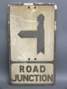 A vintage cast aluminium 'road junction' sign, cast also with name Royal Label Factory,