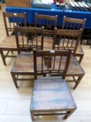 A set of six 19th century solid seat dining chairs