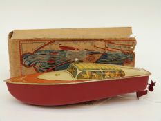Inco Giochi clockwork tin-plate model boat 'Aldebaran' in original box.